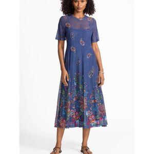 Johnny Was Carly Mesh Tee Midi Stretch Paisley dress inner slip liner size Large